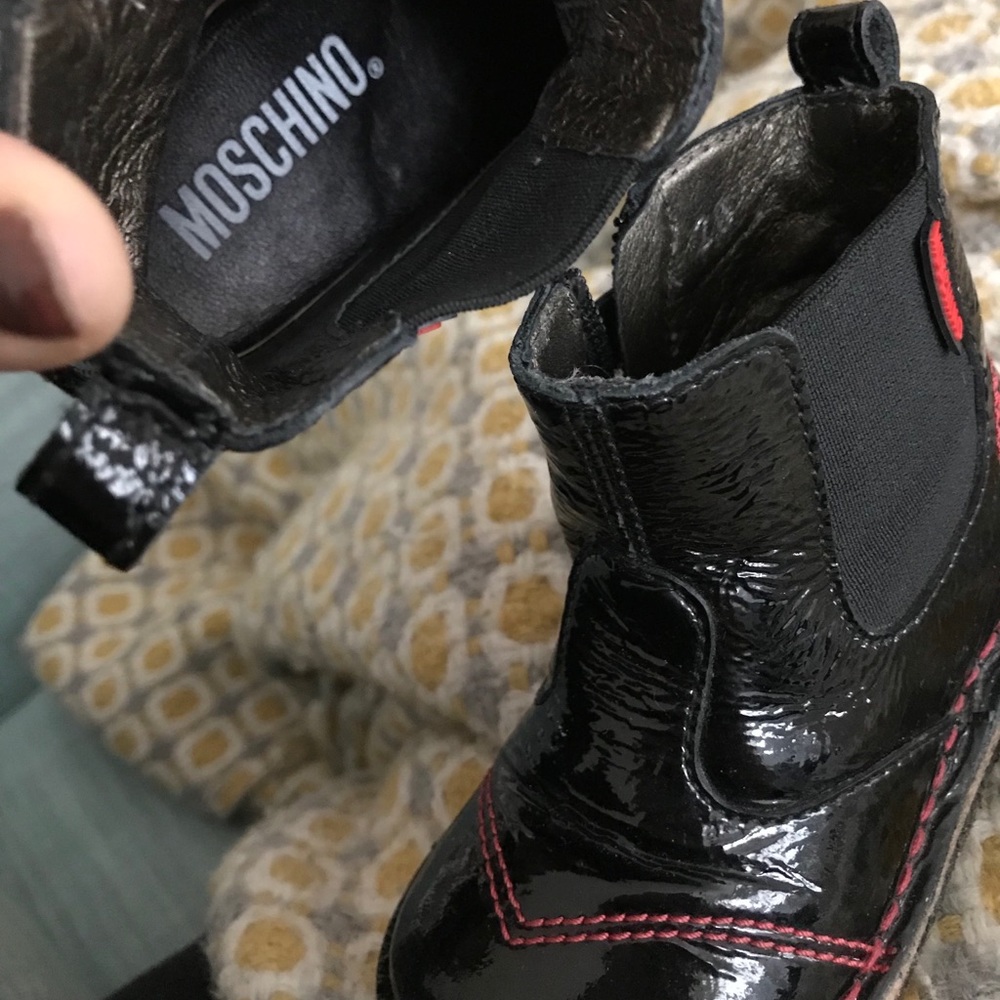 moschino black leather boots baby